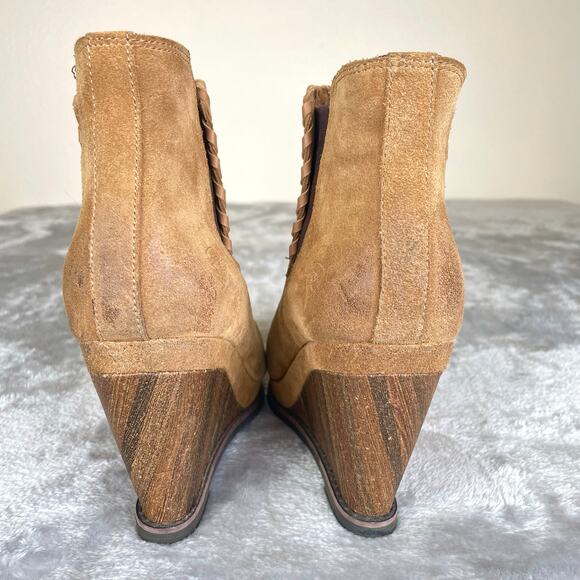 Ariat Womens Booties Sz 9 Belle Brown Suede Wedge Chunky Platform Boho Western - Picture 5 of 9